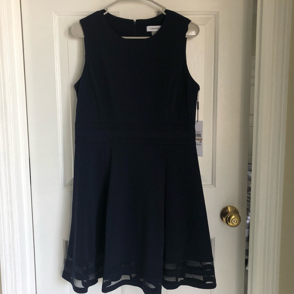 NWT Calvin Klein Dark Blue Sleeveless Dress